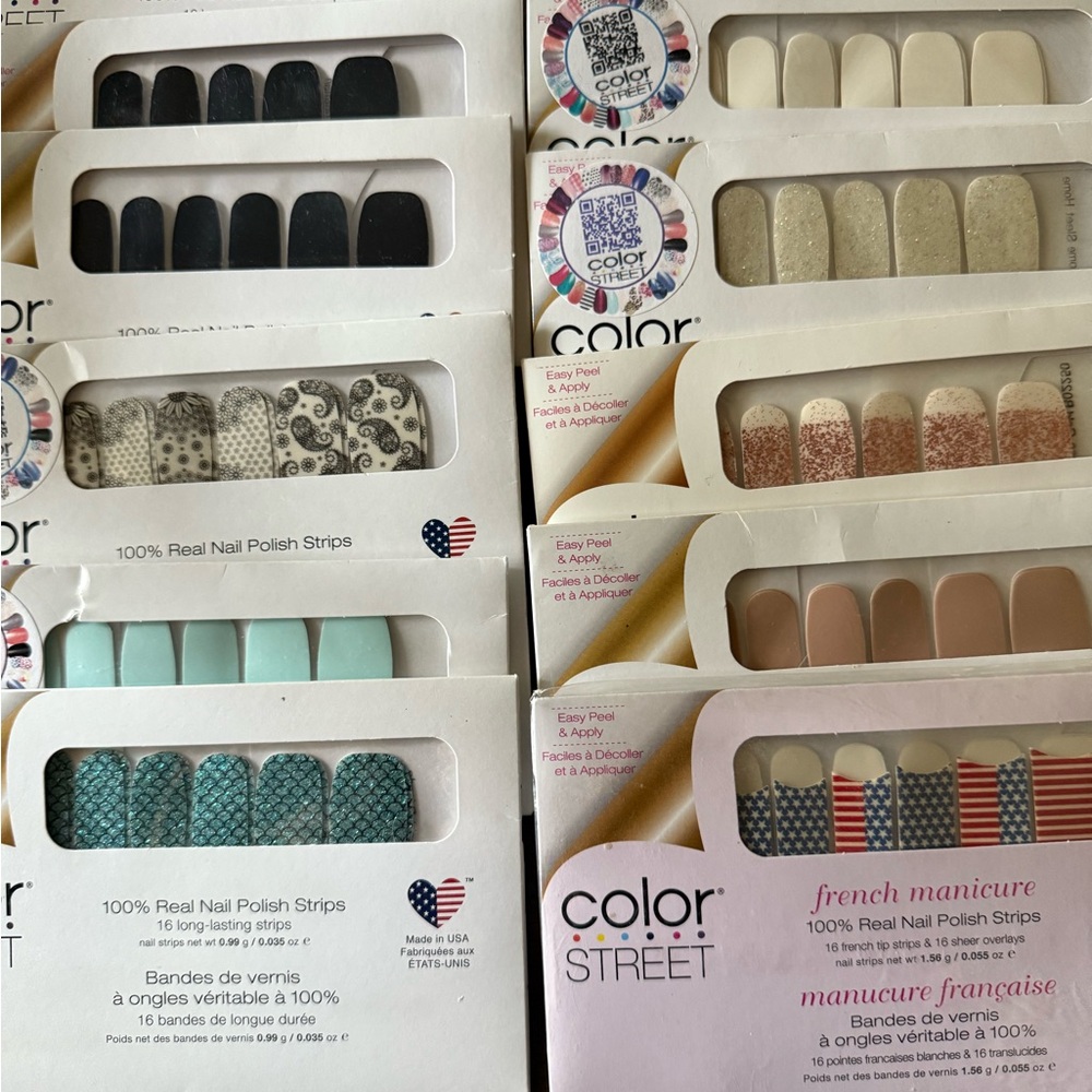 Color Street Nail Strips Collection - Black, Cream, Tan, Blue